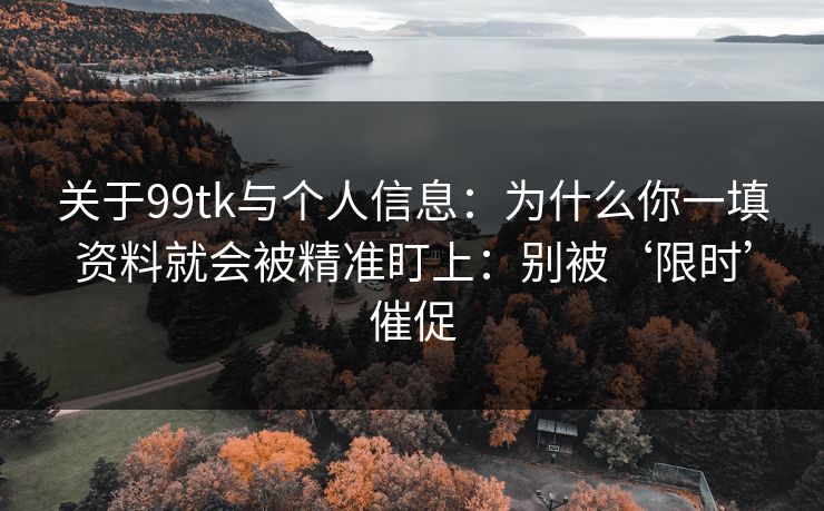 关于99tk与个人信息：为什么你一填资料就会被精准盯上：别被‘限时’催促